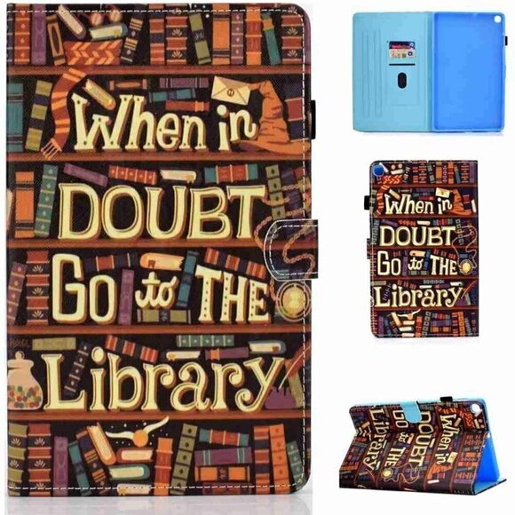 SAMSUNG GALAXY T720 TABLET CASE "WHEN IN DOUBT GO TO THE LIBRARY" - Picture 1 of 12